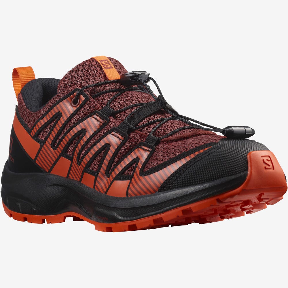 Kids' Salomon XA PRO V8 Hiking Boots Brown/Black/Red Orange | SA82961-875