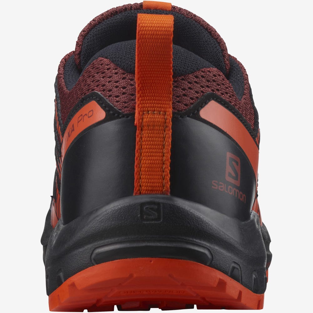 Kids' Salomon XA PRO V8 Hiking Boots Brown/Black/Red Orange | SA82961-875