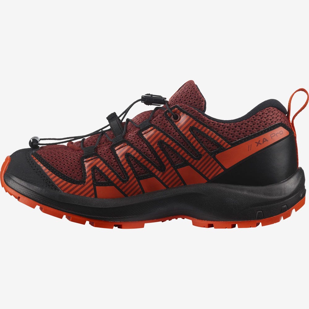 Kids' Salomon XA PRO V8 Hiking Boots Brown/Black/Red Orange | SA82961-875