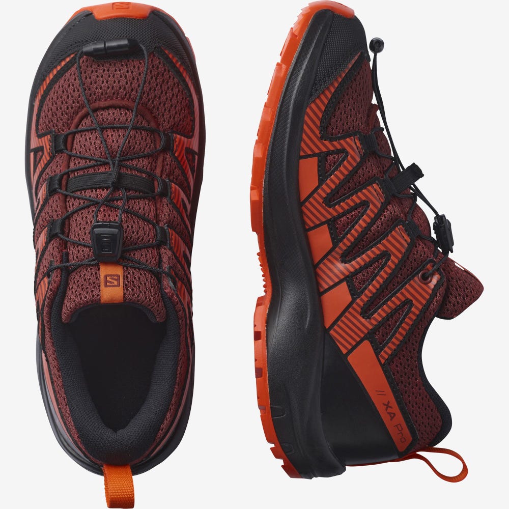 Kids' Salomon XA PRO V8 Hiking Boots Brown/Black/Red Orange | SA82961-875