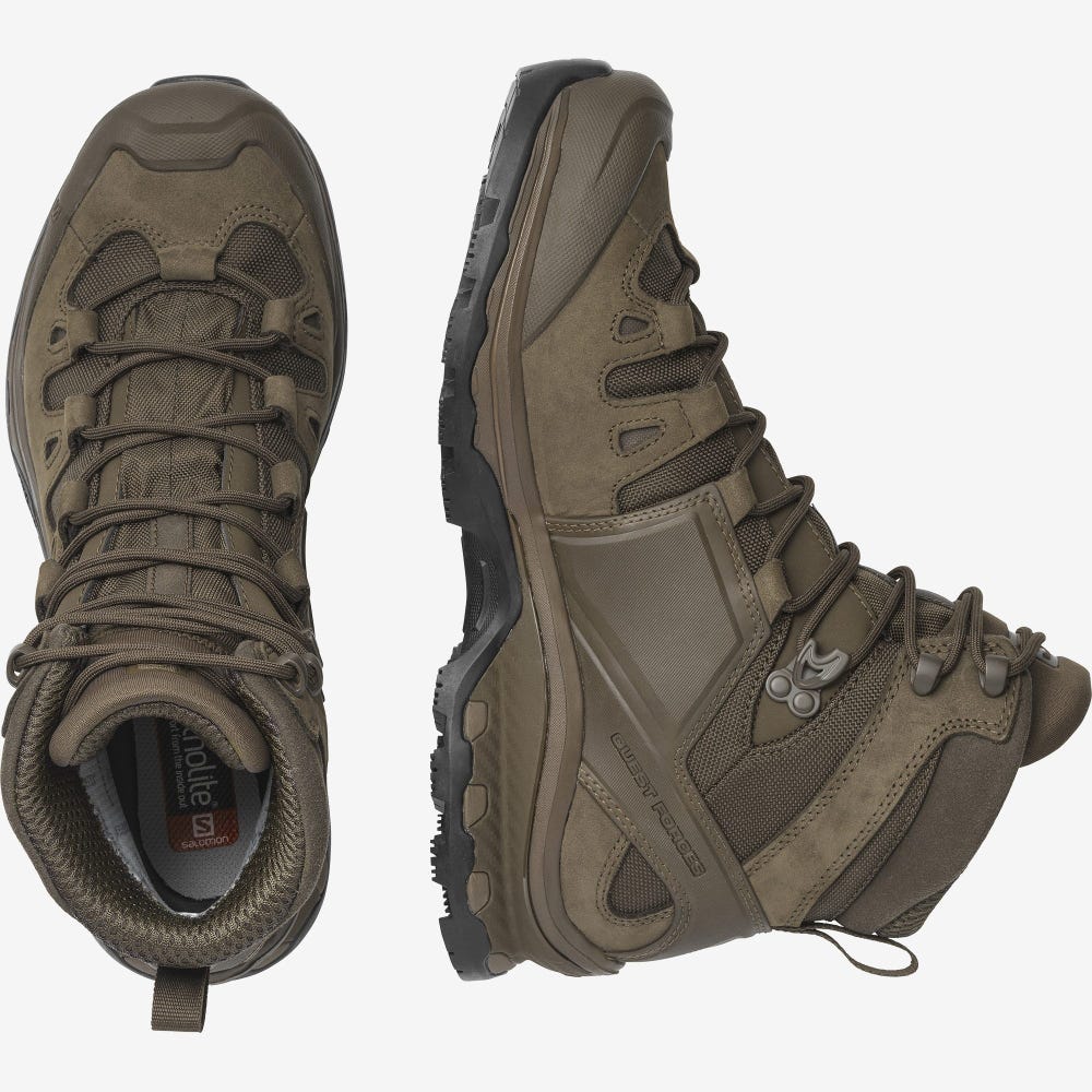 Men's Salomon QUEST 4D GORE-TEX FORCES 2 EN Tactical Boots Brown | SA80359-195