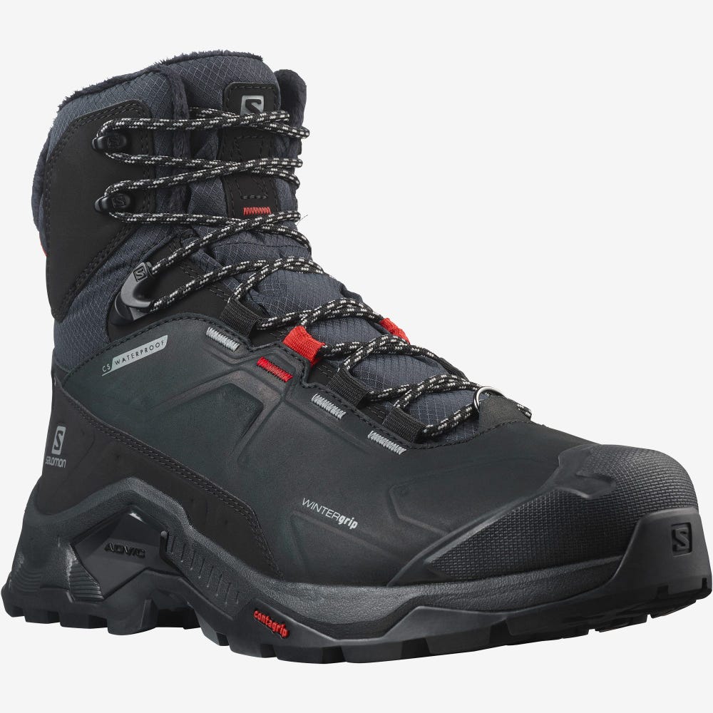 Men's Salomon QUEST WINTER THINSULATE™ CLIMASALOMON™ WATERPROOF Winter Boots Black | SA07459-219