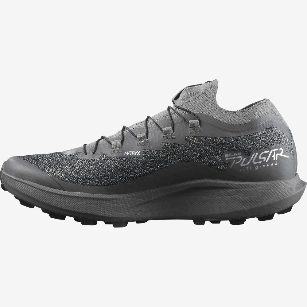 Men's Salomon S/LAB PULSAR SOFT GROUND Trail Running Shoes Grey/Black | SA87240-218