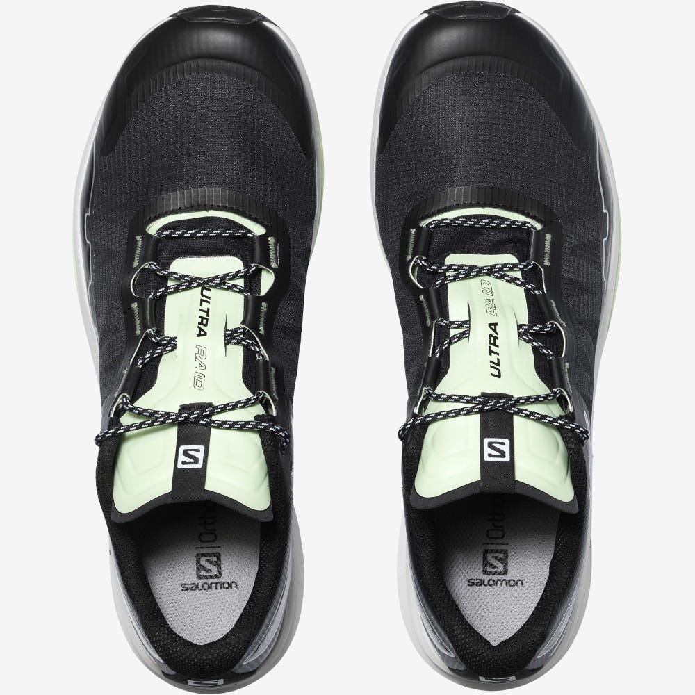 Men's Salomon ULTRA RAID Sneakers Black/White/Green | SA61890-842