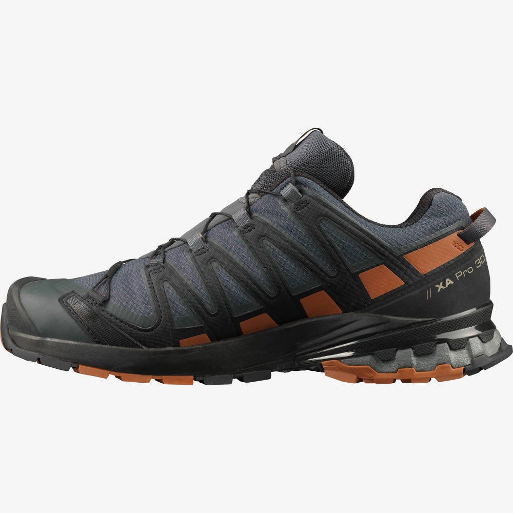 Men's Salomon XA PRO 3D V8 GORE-TEX WIDE Hiking Shoes Grey/Black | SA75806-985