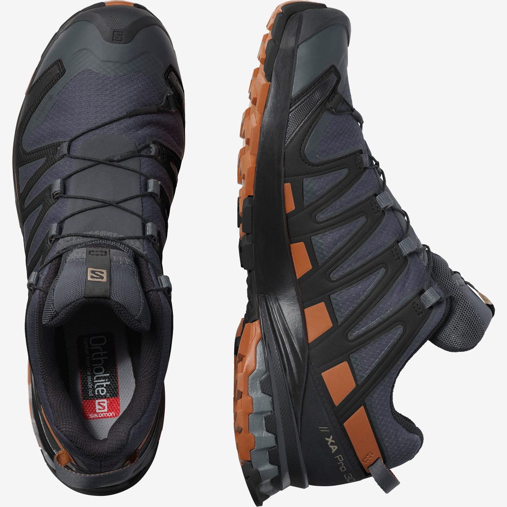 Men's Salomon XA PRO 3D V8 GORE-TEX WIDE Hiking Shoes Grey/Black | SA75806-985