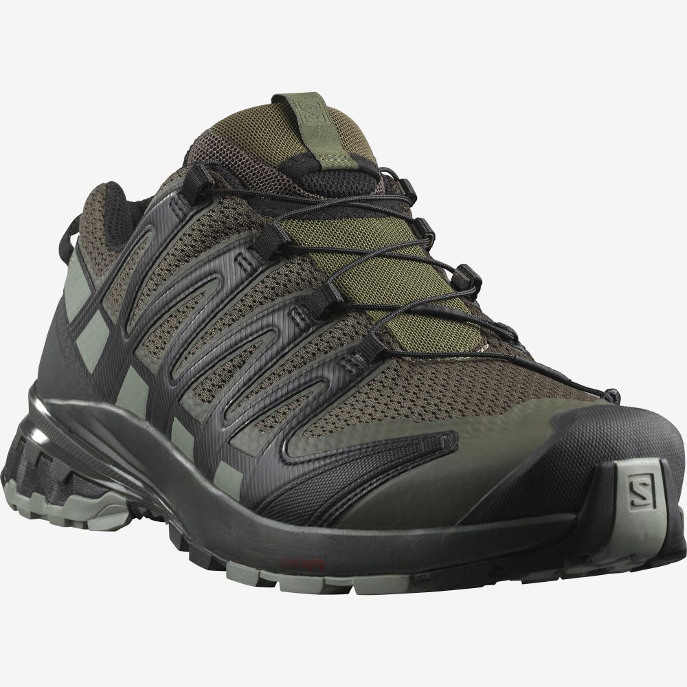 Men's Salomon XA PRO 3D V8 WIDE Hiking Shoes Olive/Grey | SA01729-761