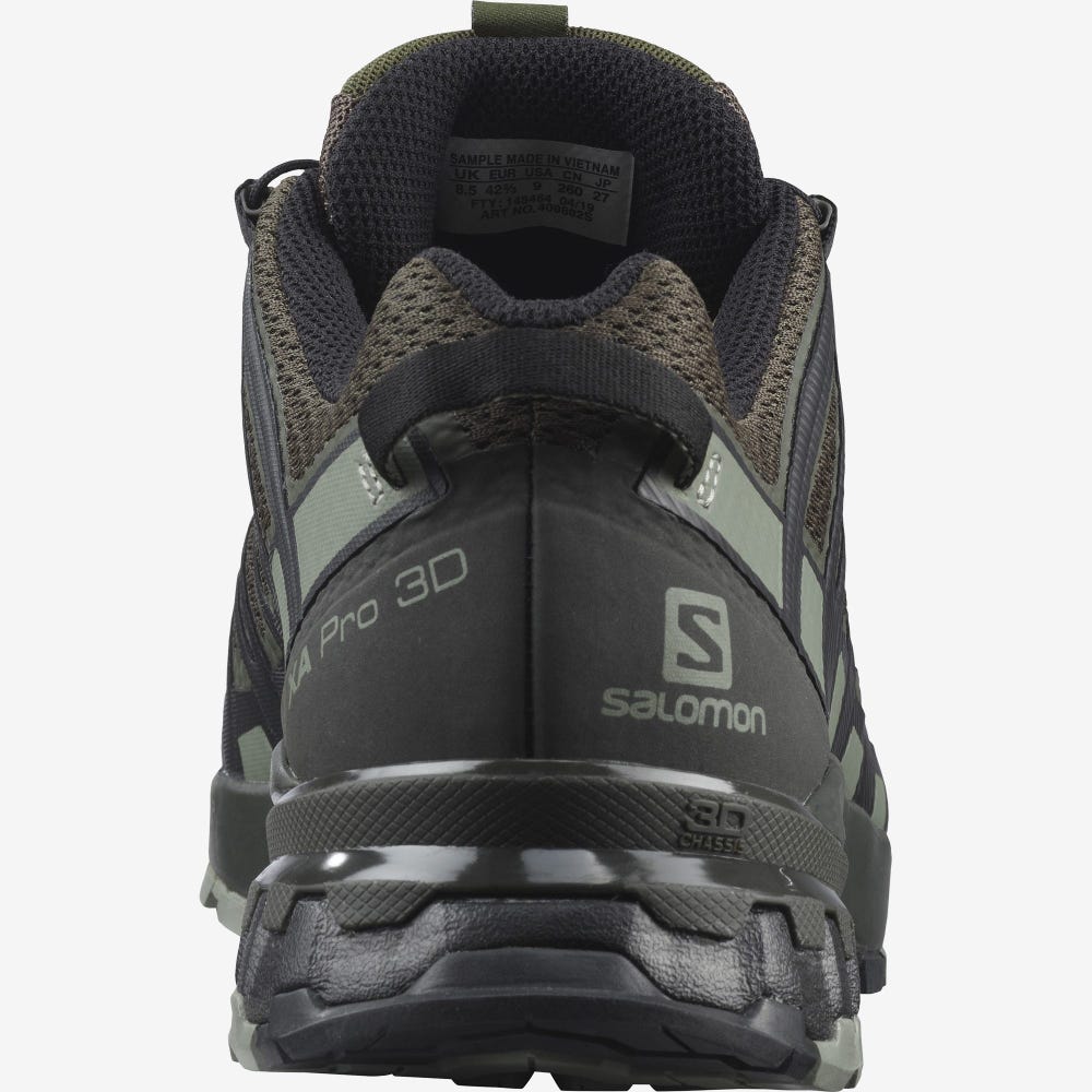 Men's Salomon XA PRO 3D V8 WIDE Hiking Shoes Olive/Grey | SA01729-761