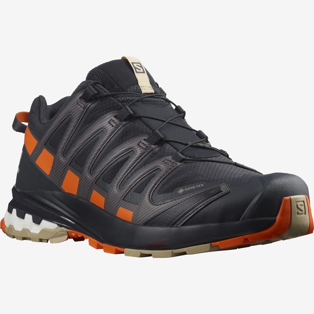 Men's Salomon XA PRO 3D v8 GORE-TEX Hiking Shoes Navy/Red Orange | SA25904-768