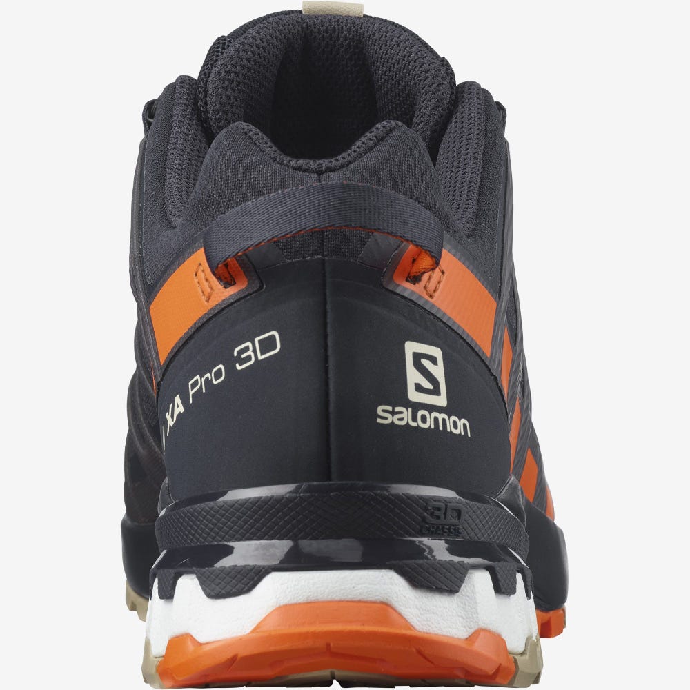 Men's Salomon XA PRO 3D v8 GORE-TEX Hiking Shoes Navy/Red Orange | SA25904-768