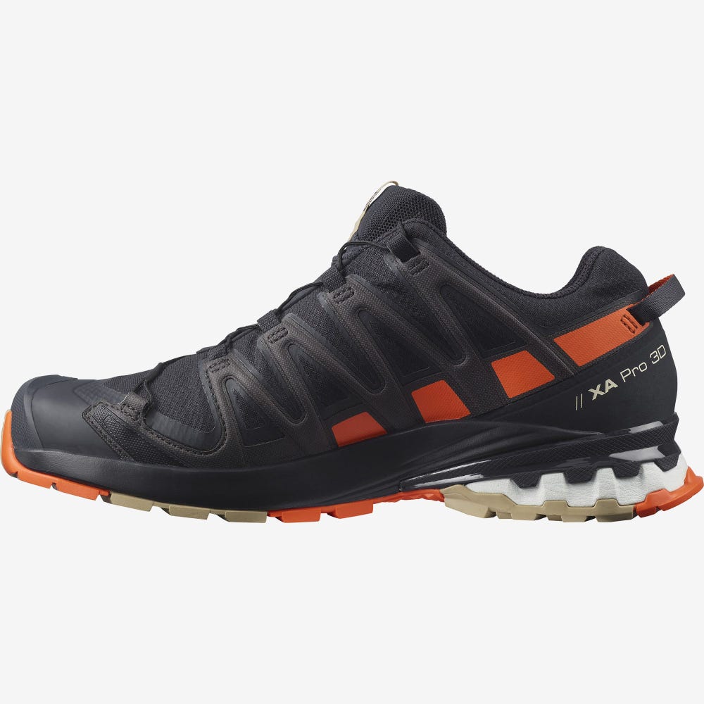 Men's Salomon XA PRO 3D v8 GORE-TEX Hiking Shoes Navy/Red Orange | SA25904-768
