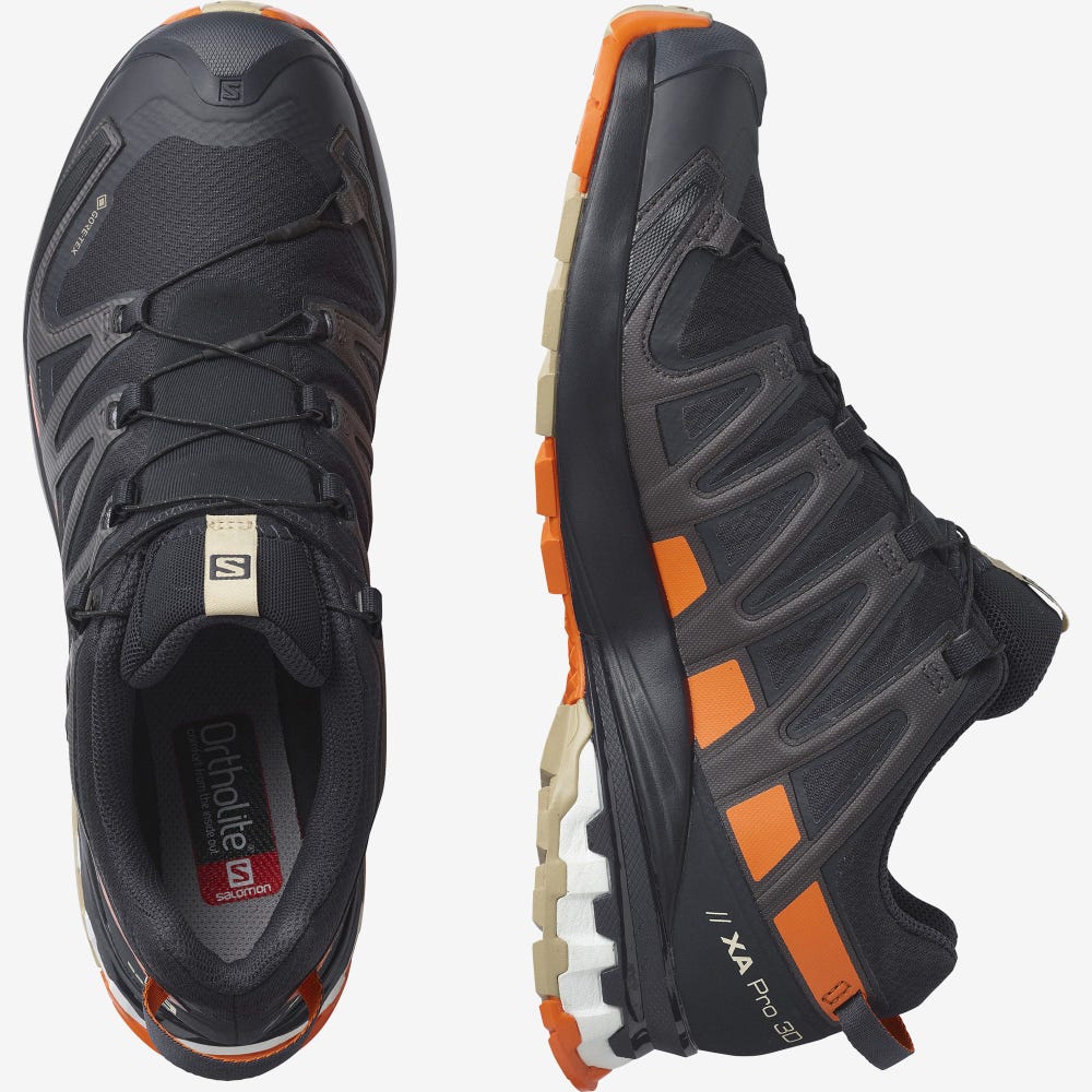Men's Salomon XA PRO 3D v8 GORE-TEX Hiking Shoes Navy/Red Orange | SA25904-768