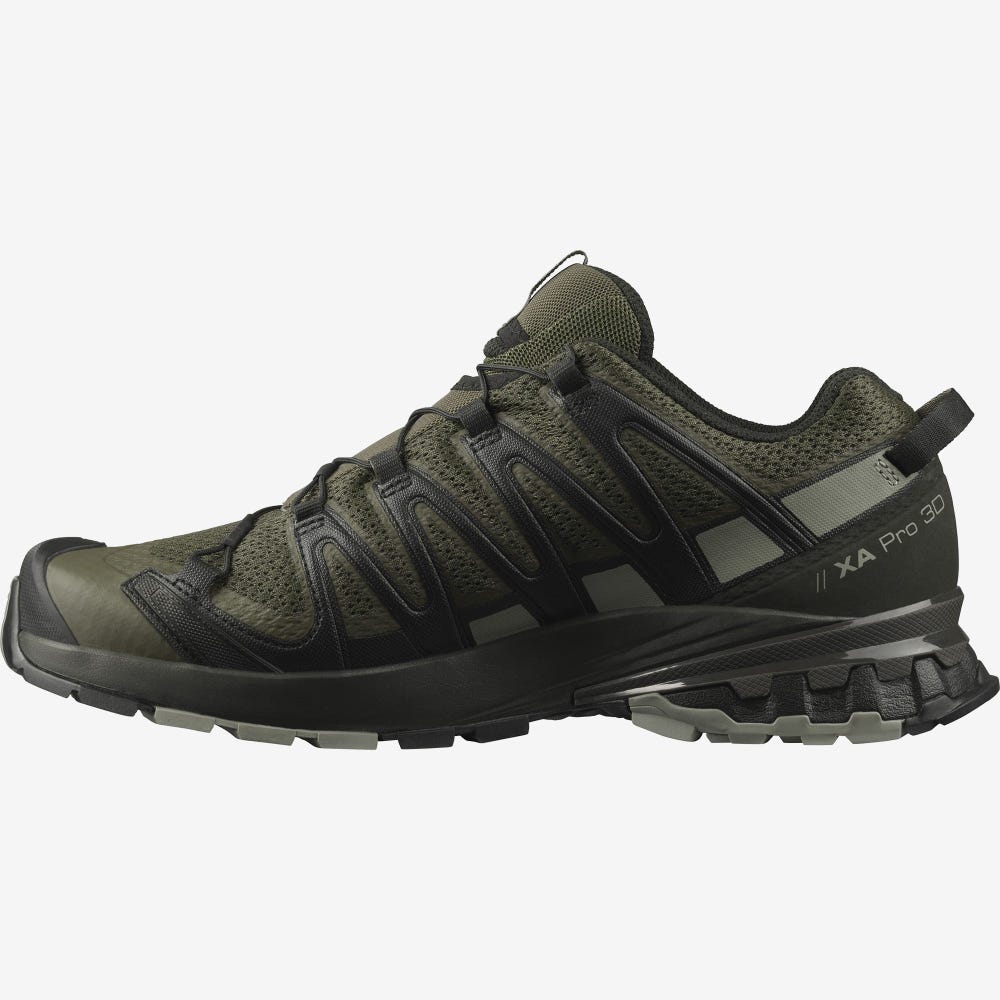 Men's Salomon XA PRO 3D v8 Hiking Shoes Olive/Grey | SA01937-780