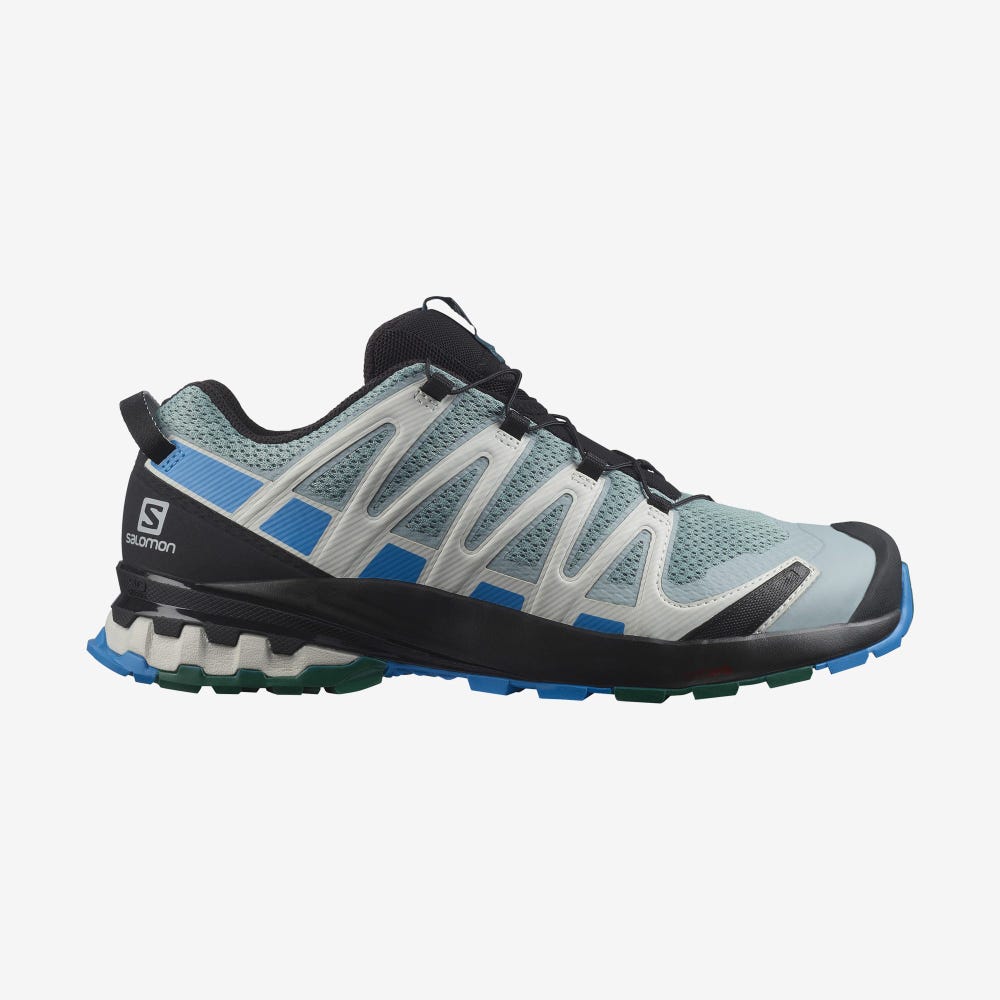 Men\'s Salomon XA PRO 3D v8 Hiking Shoes Green/Blue | SA38176-048