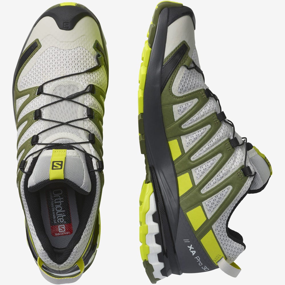 Men's Salomon XA PRO 3D v8 Hiking Shoes Grey/Green | SA46397-270