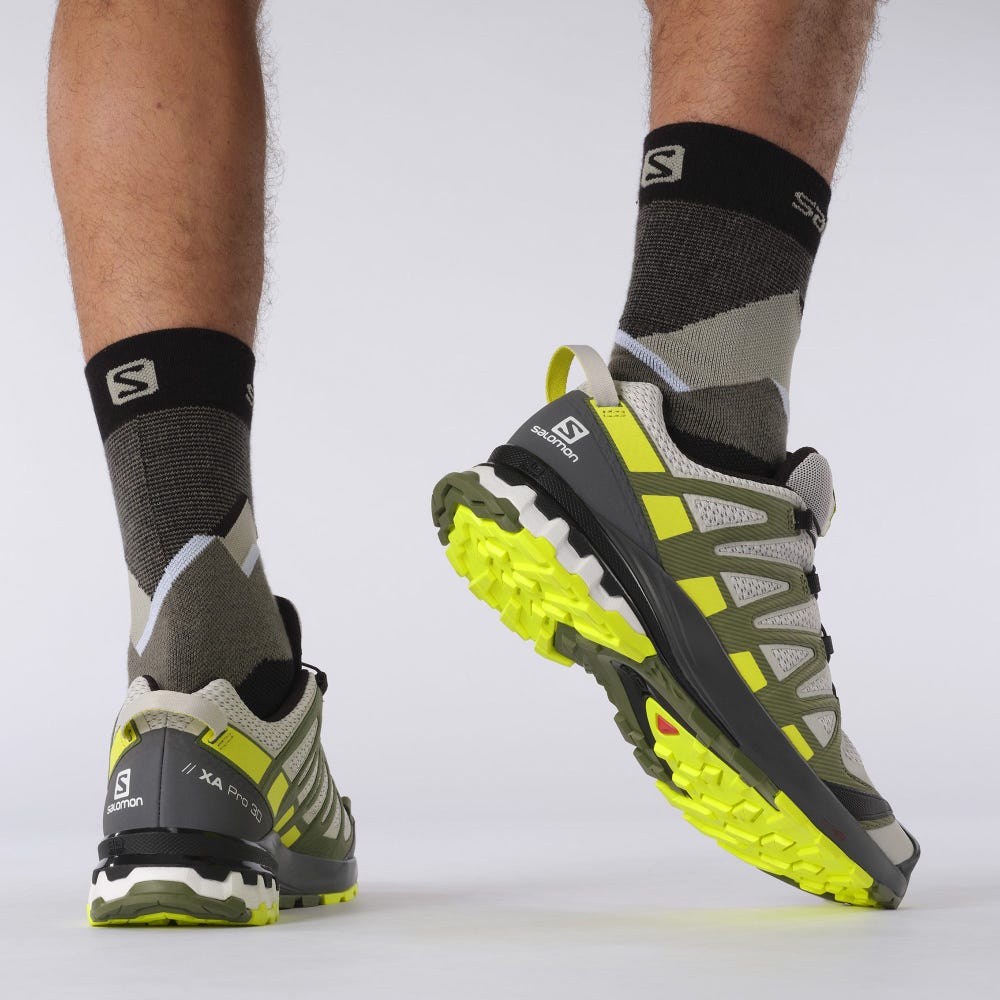 Men's Salomon XA PRO 3D v8 Hiking Shoes Grey/Green | SA46397-270