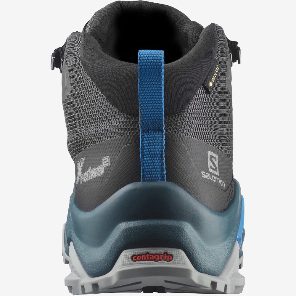 Men's Salomon X RAISE 2 MID GORE-TEX Hiking Boots Grey/Black | SA25916-379