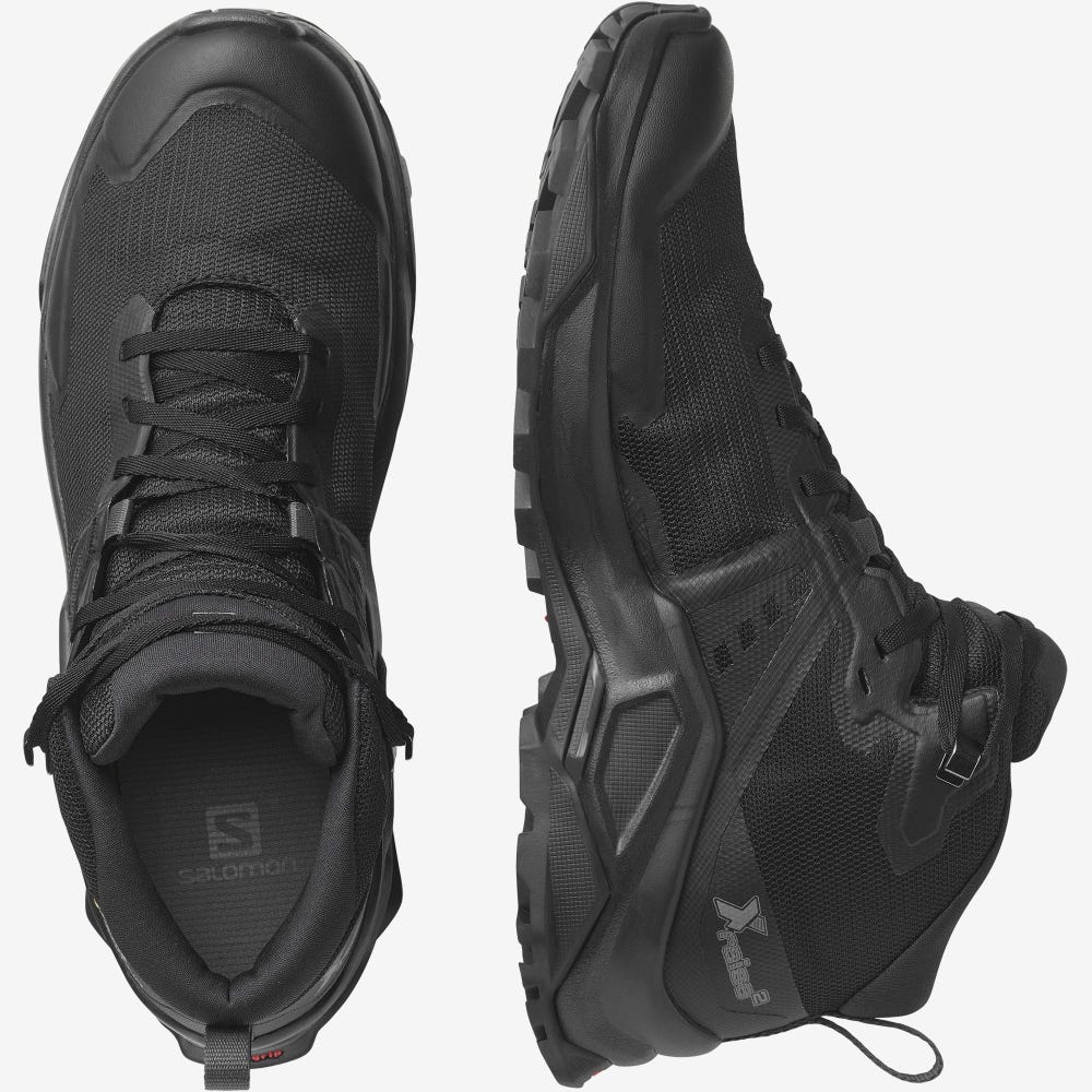 Men's Salomon X RAISE 2 MID GORE-TEX Hiking Boots Black | SA32697-867
