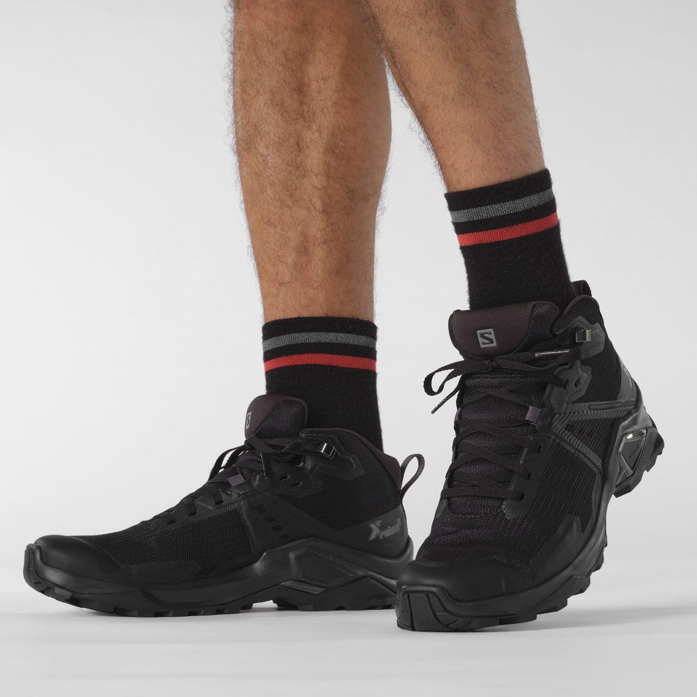 Men's Salomon X RAISE 2 MID GORE-TEX Hiking Boots Black | SA32697-867