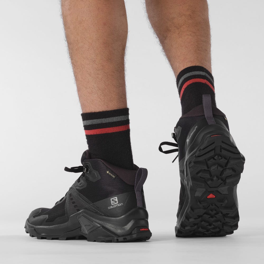 Men's Salomon X RAISE 2 MID GORE-TEX Hiking Boots Black | SA32697-867