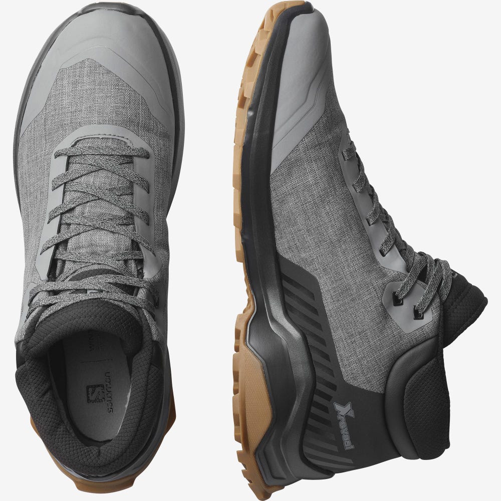 Men's Salomon X REVEAL CHUKKA CLIMASALOMON™ WATERPROOF Winter Boots Grey/Black | SA40836-792