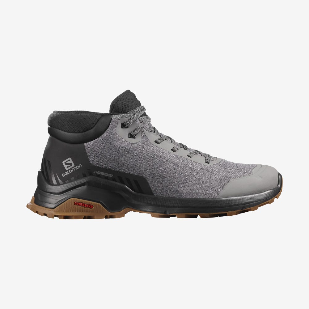 Men\'s Salomon X REVEAL CHUKKA CLIMASALOMON™ WATERPROOF Winter Boots Grey/Black | SA40836-792
