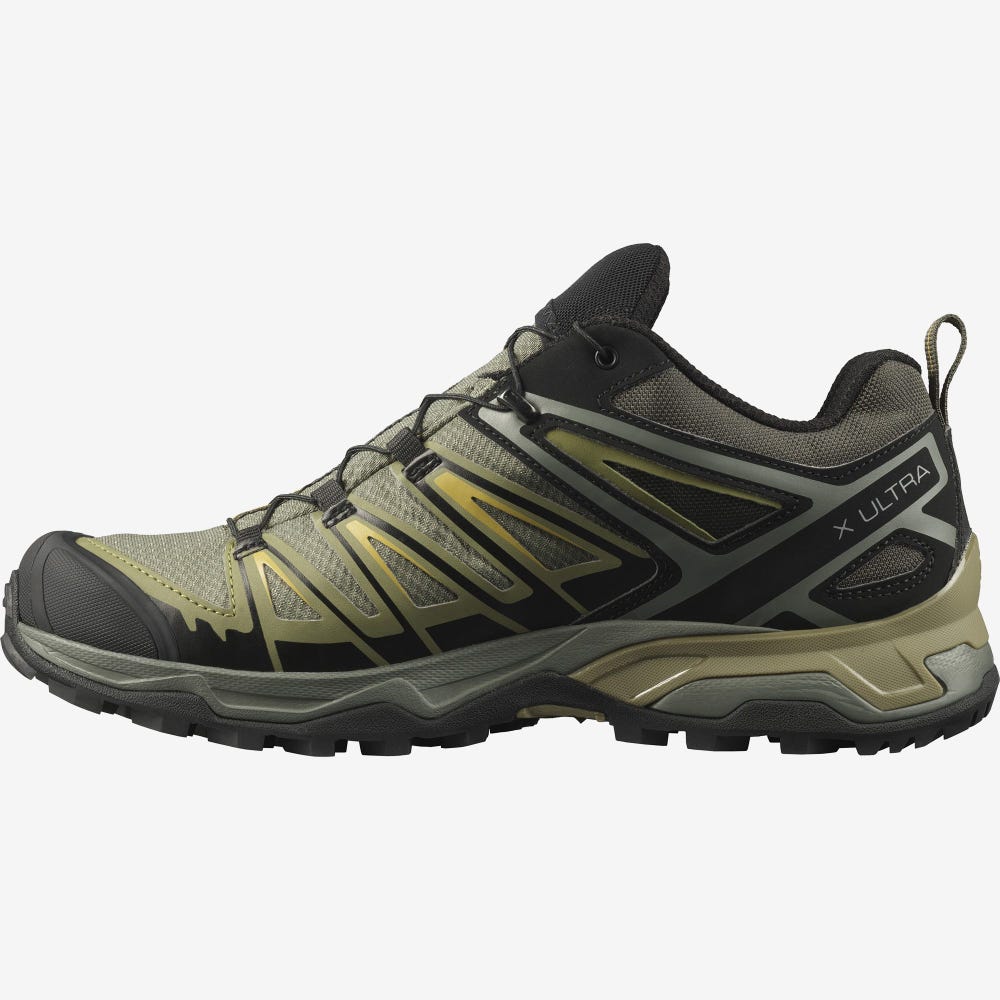 Men's Salomon X ULTRA 3 GORE-TEX Hiking Shoes Grey/Green | SA70832-183