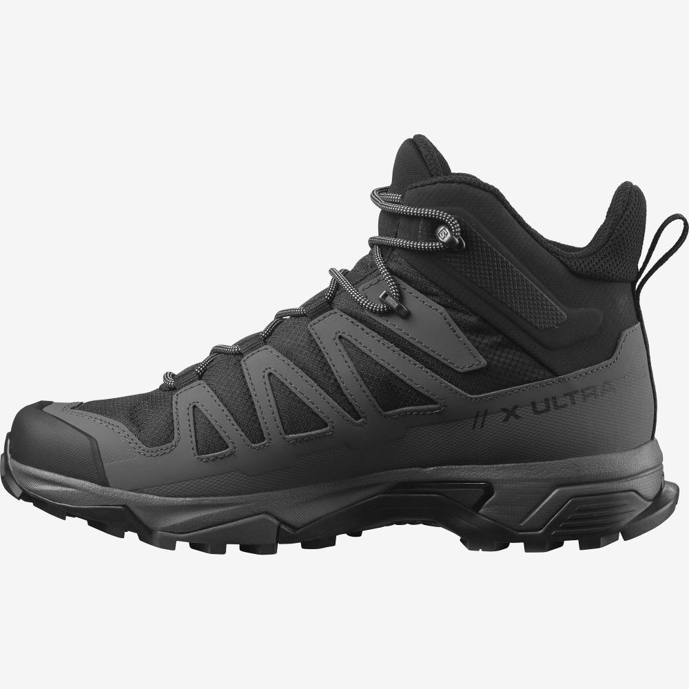 Men's Salomon X ULTRA 4 MID WIDE GORE-TEX Hiking Boots Black/Blue | SA42107-867
