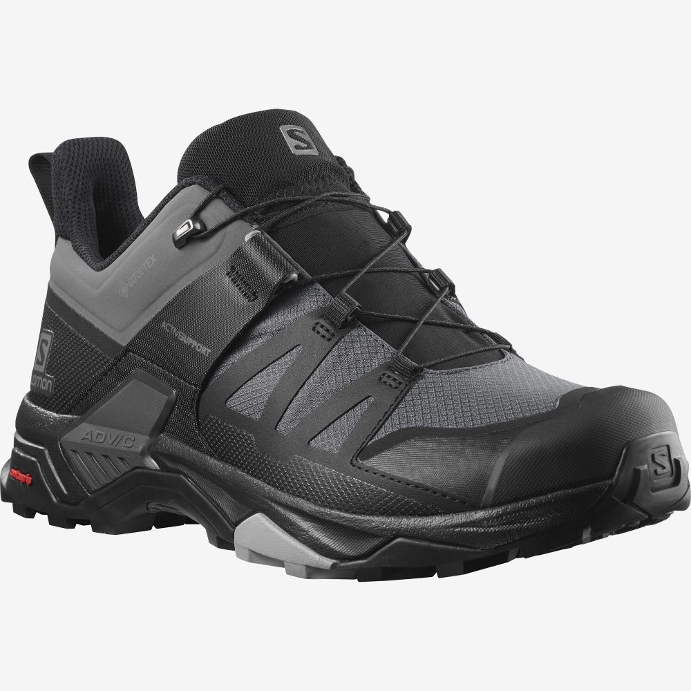 Men's Salomon X ULTRA 4 WIDE GORE-TEX Hiking Shoes Grey/Black | SA92765-539