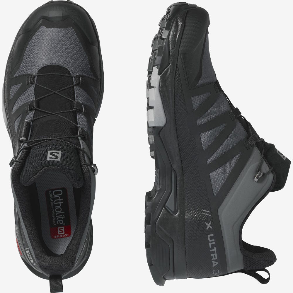 Men's Salomon X ULTRA 4 WIDE GORE-TEX Hiking Shoes Grey/Black | SA92765-539