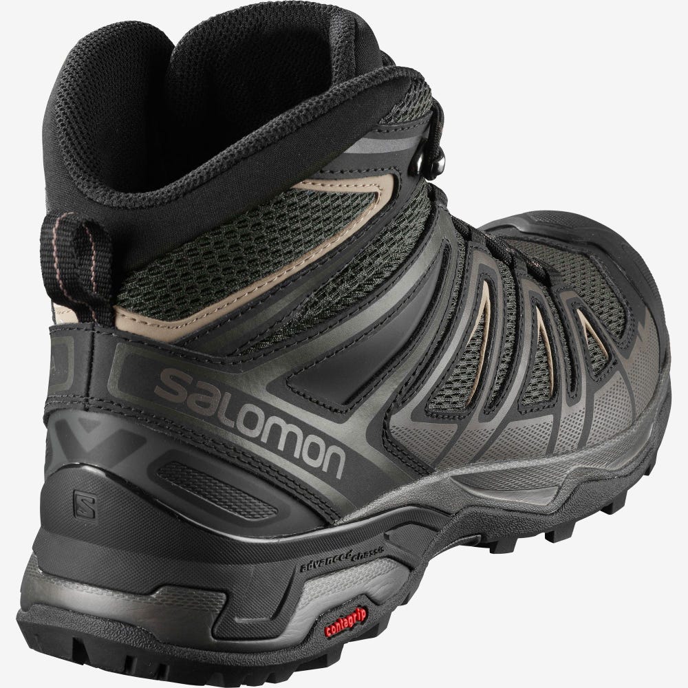 Men's Salomon X ULTRA MID 3 AERO Hiking Boots Olive/Black | SA28961-342