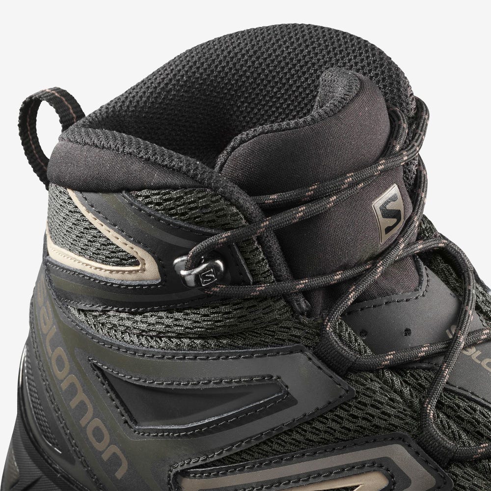 Men's Salomon X ULTRA MID 3 AERO Hiking Boots Olive/Black | SA28961-342