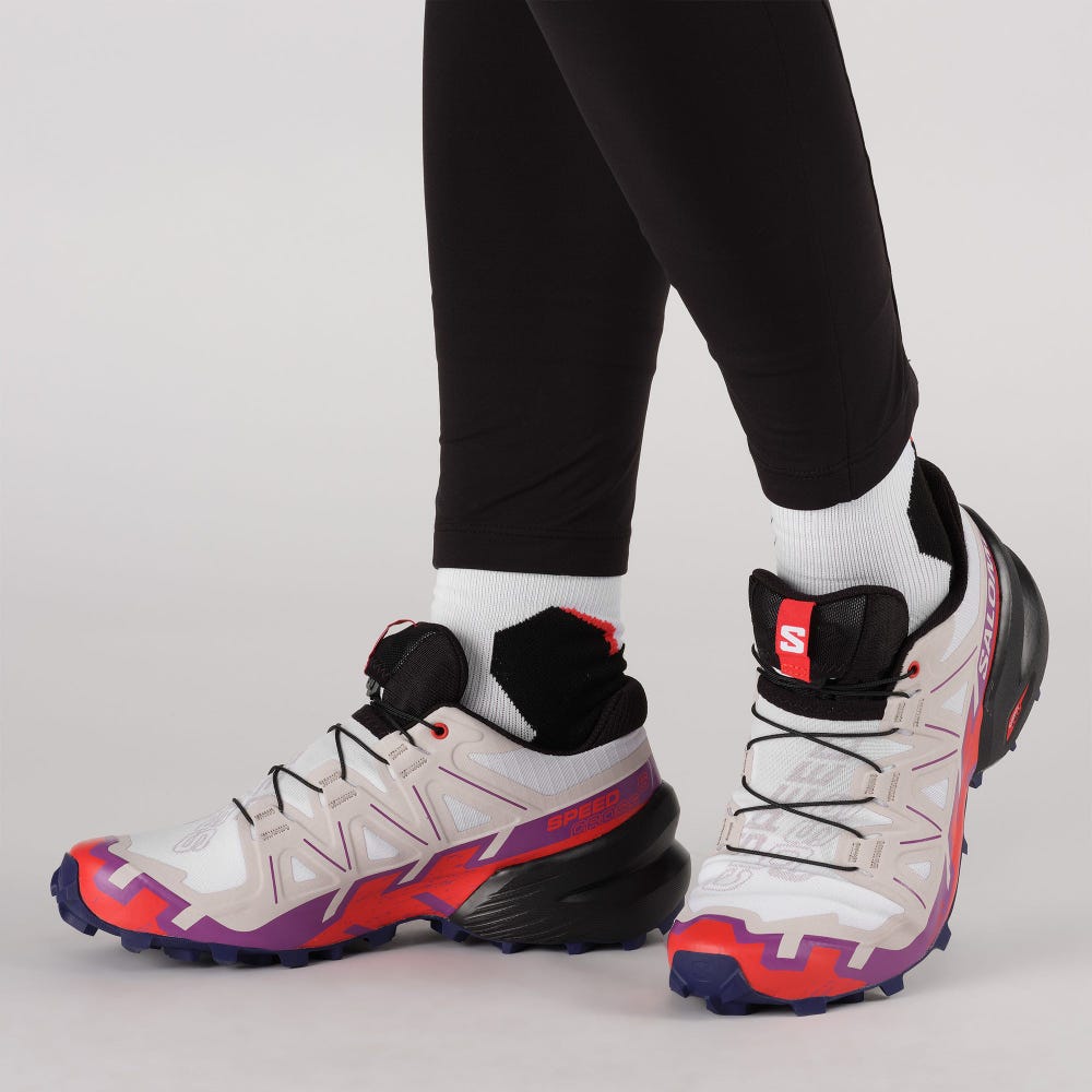 Women's Salomon SPEEDCROSS 6 Trail Running Shoes White/Red | SA16809-056