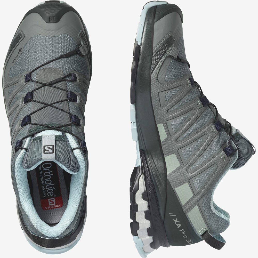 Women's Salomon XA PRO 3D v8 GORE-TEX Hiking Shoes Green/Turquoise | SA23841-396