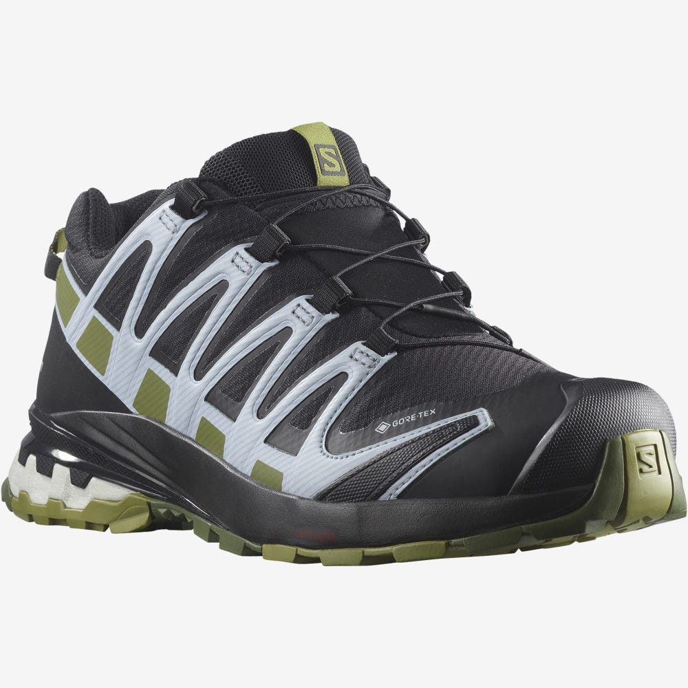 Women's Salomon XA PRO 3D v8 GORE-TEX Hiking Shoes Black/Green/Blue | SA97256-410