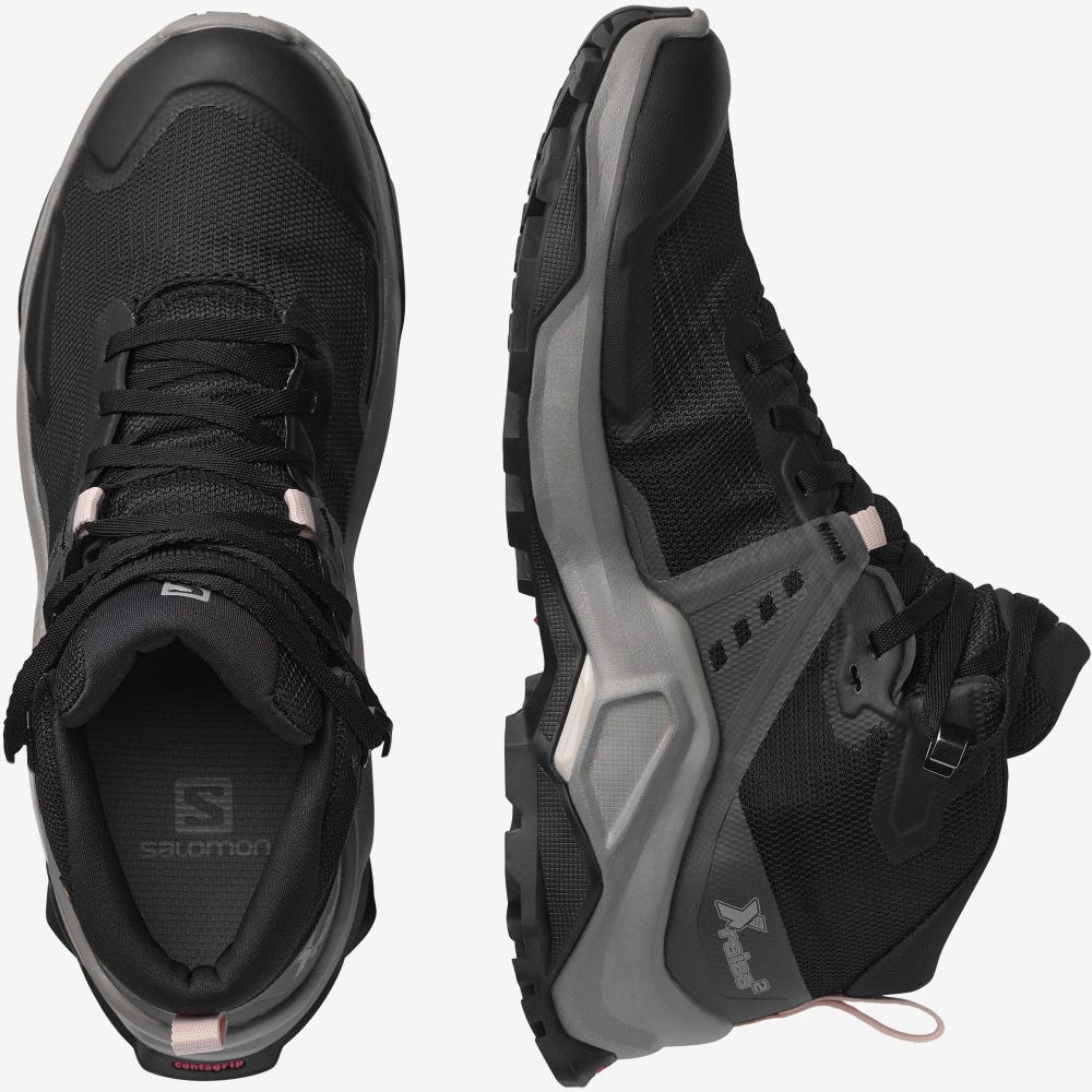 Women's Salomon X RAISE 2 MID GORE-TEX Hiking Boots Black | SA27389-153
