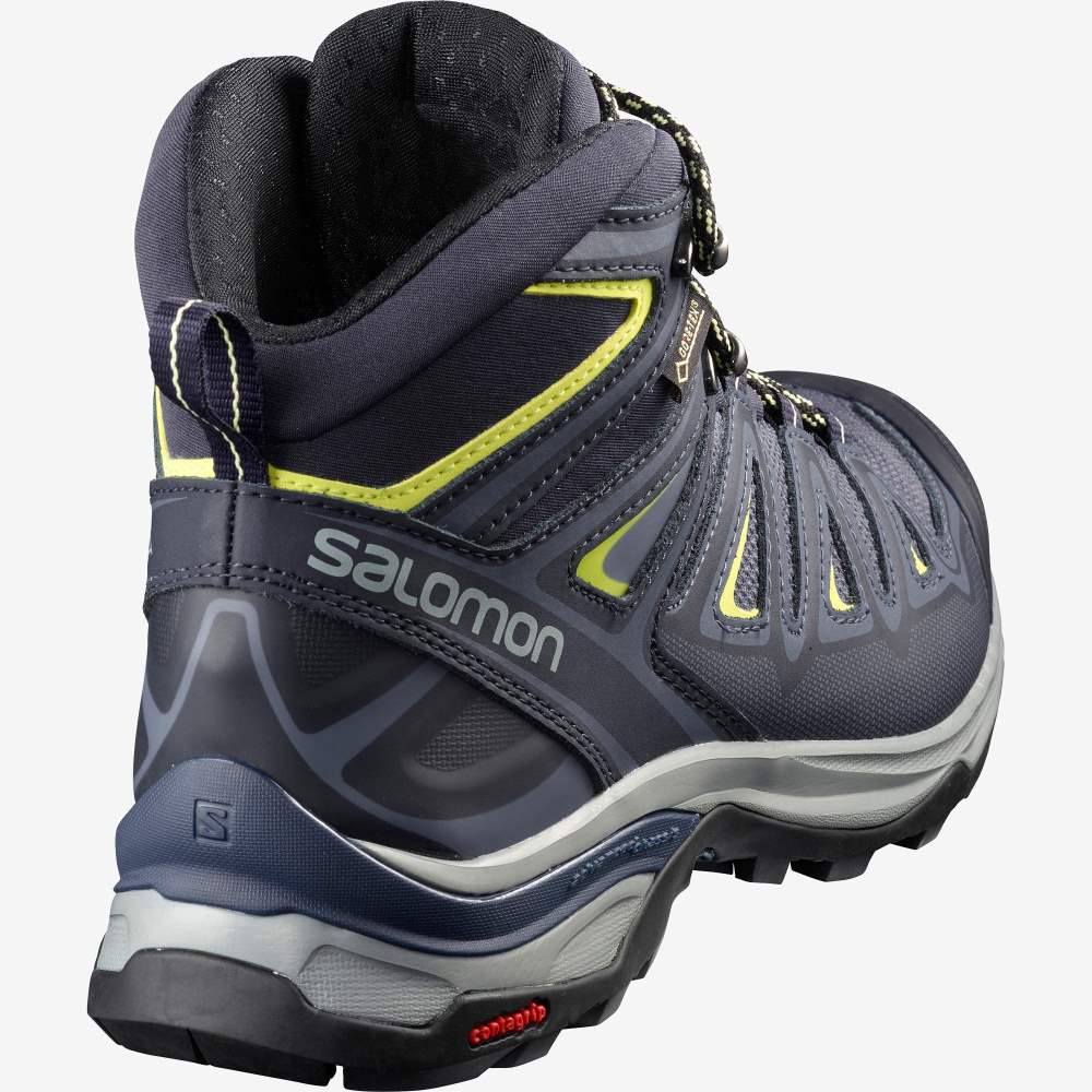 Women's Salomon X ULTRA 3 MID GORE-TEX Hiking Boots Blue/Light Green | SA02391-390