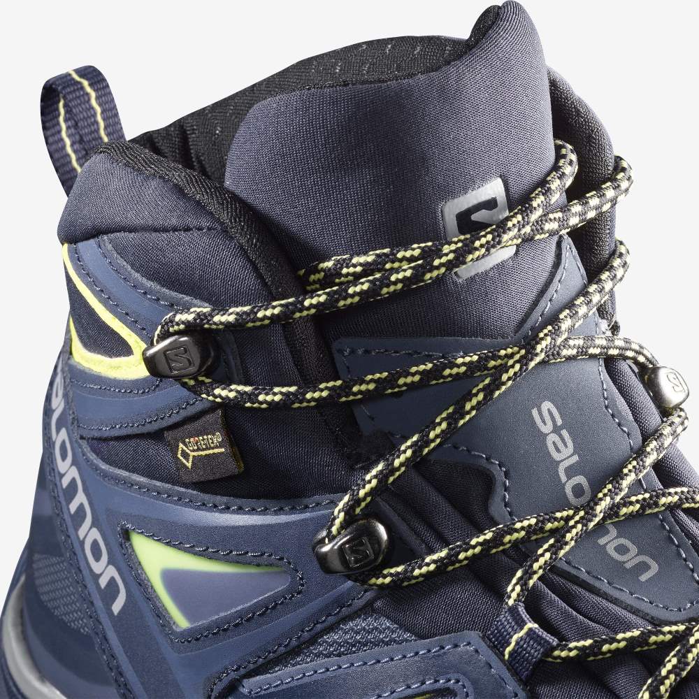 Women's Salomon X ULTRA 3 MID GORE-TEX Hiking Boots Blue/Light Green | SA02391-390