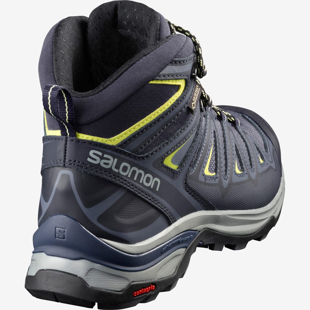 Women's Salomon X ULTRA 3 WIDE MID GORE-TEX Hiking Boots Blue/Light Green | SA15260-498