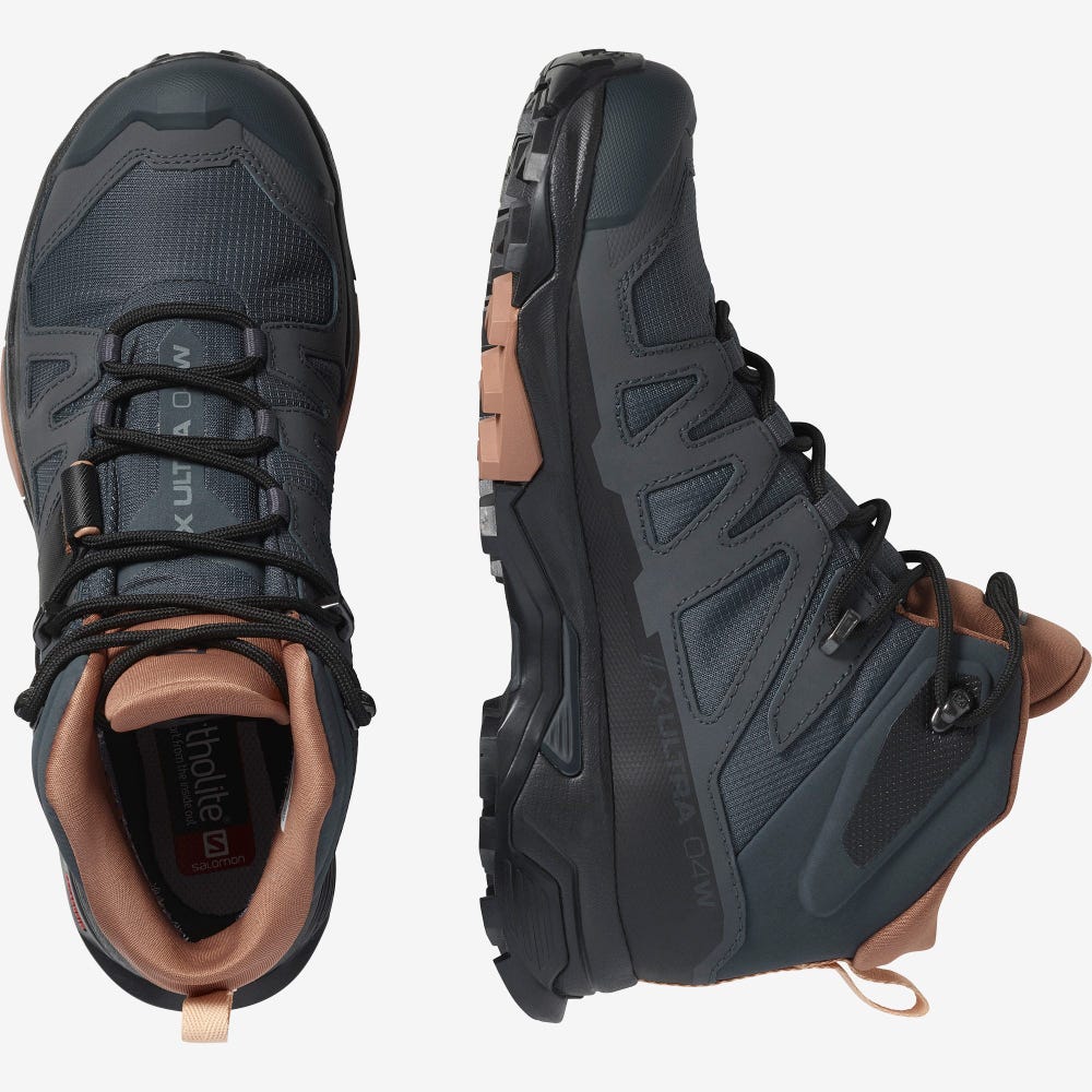 Women's Salomon X ULTRA 4 MID GORE-TEX Hiking Boots Grey/Beige/Cream | SA03897-841