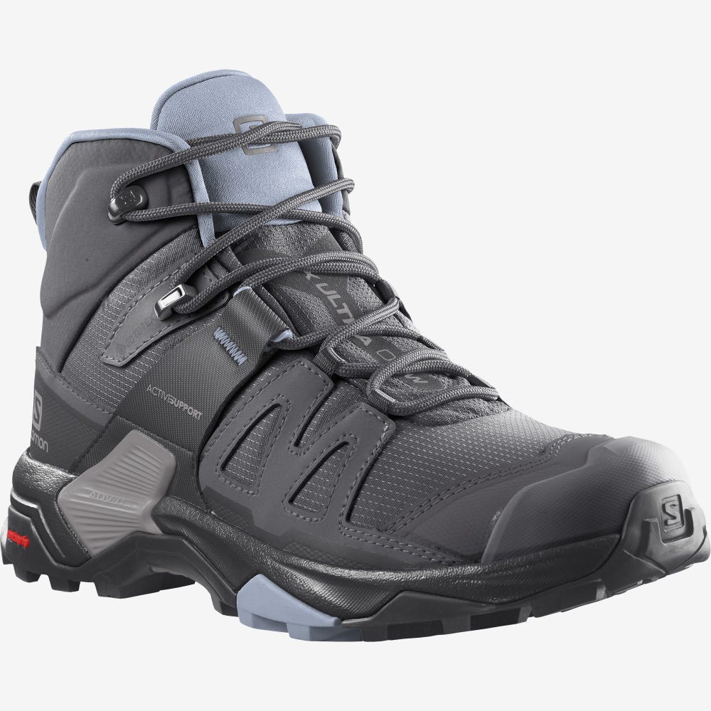 Women's Salomon X ULTRA 4 MID GORE-TEX Hiking Boots Grey/Black/Blue | SA90685-654