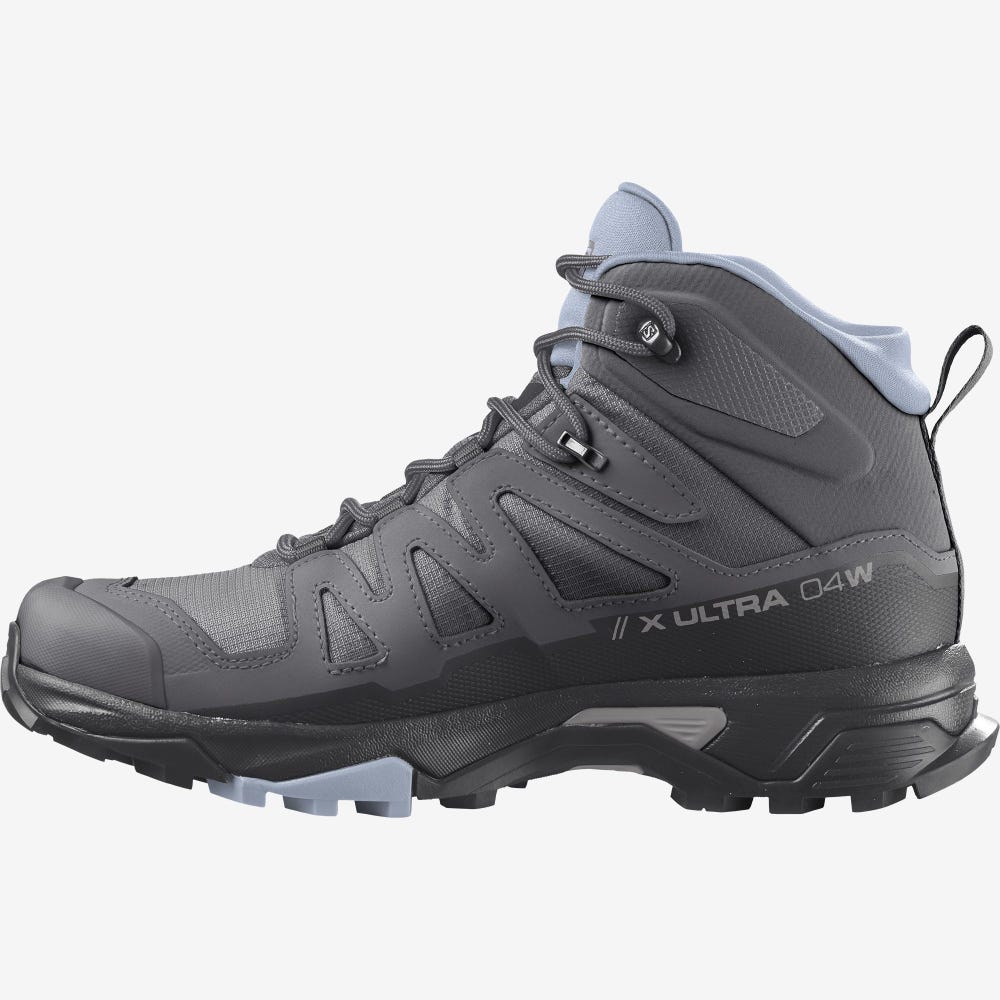 Women's Salomon X ULTRA 4 MID GORE-TEX Hiking Boots Grey/Black/Blue | SA90685-654