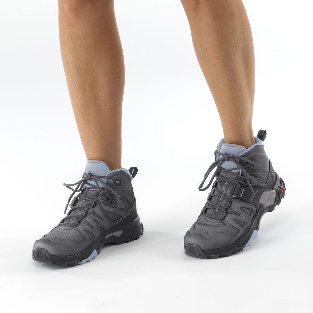 Women's Salomon X ULTRA 4 MID GORE-TEX Hiking Boots Grey/Black/Blue | SA90685-654