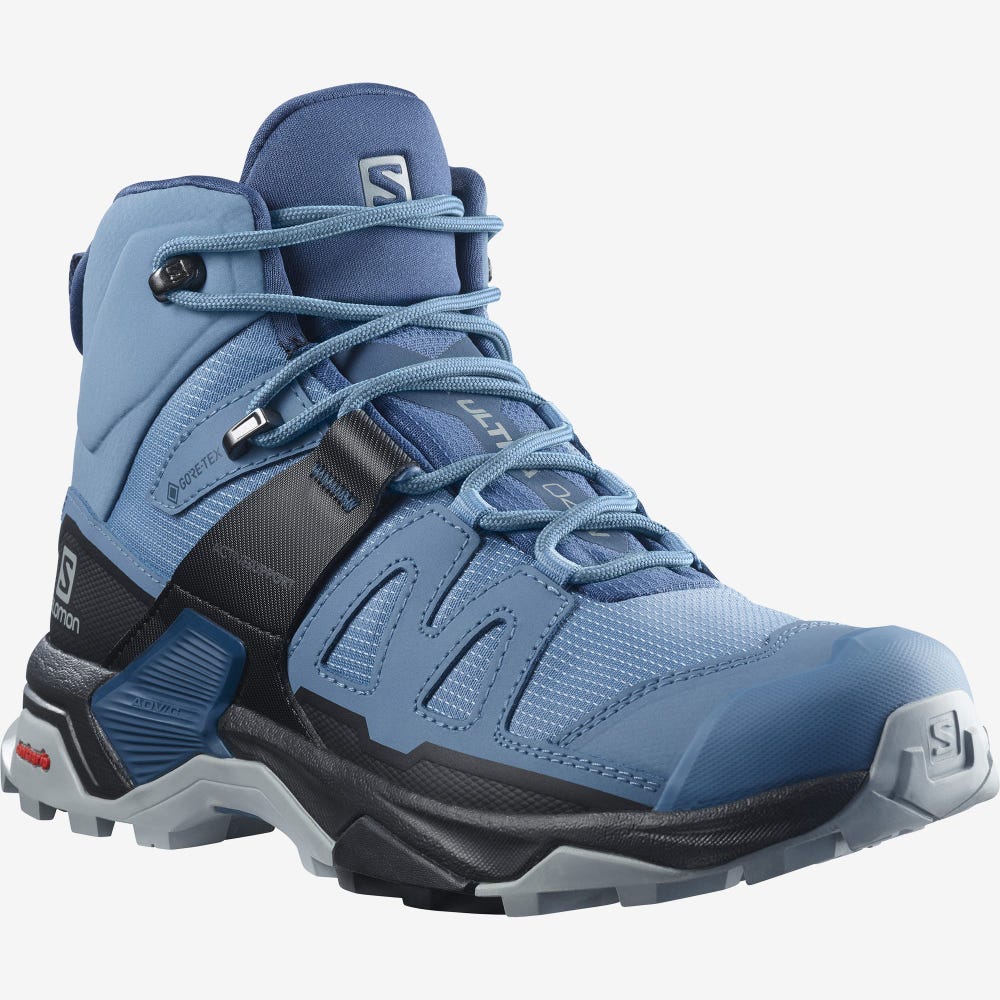Women's Salomon X ULTRA 4 MID GORE-TEX Hiking Boots Blue/Black/Dark Blue | SA93584-372