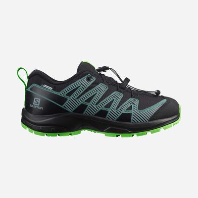 Kids' Salomon XA PRO V8 CLIMASALOMON™ WATERPROOF Hiking Boots Black/Green | SA50236-273