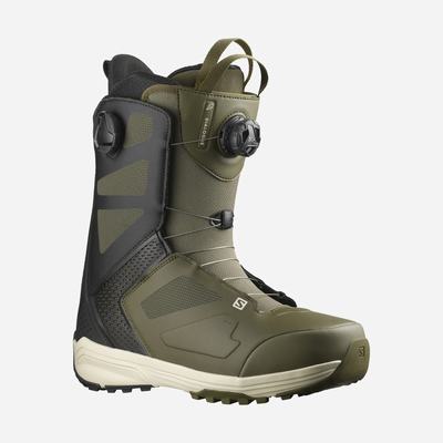 Men's Salomon DIALOGUE DUAL BOA Snowboard Boots Olive/Black | SA63840-127