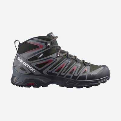 Men's Salomon X ULTRA PIONEER MID CLIMASALOMON™ WATERPROOF Hiking Boots Olive/Red | SA63872-082
