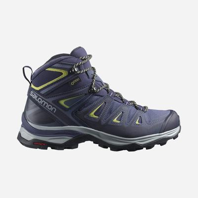 Women's Salomon X ULTRA 3 WIDE MID GORE-TEX Hiking Boots Blue/Light Green | SA15260-498