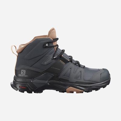 Women's Salomon X ULTRA 4 MID WIDE GORE-TEX Hiking Boots Grey/Beige/Cream | SA01857-516